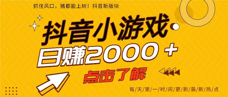 2025年爆火的抖音小游戏项目，一部手机日入2000+ - 付费阅读