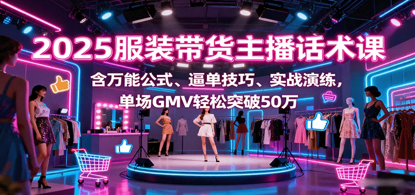 2025服装带货主播话术课，含万能公式、逼单技巧、实战演练，单场GMV轻松突破50万 - 付费阅读