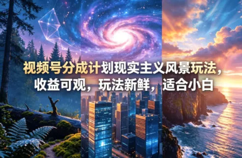 视频号分成计划现实主义风景玩法，收益可观，玩法新鲜，适合小白 - 付费阅读