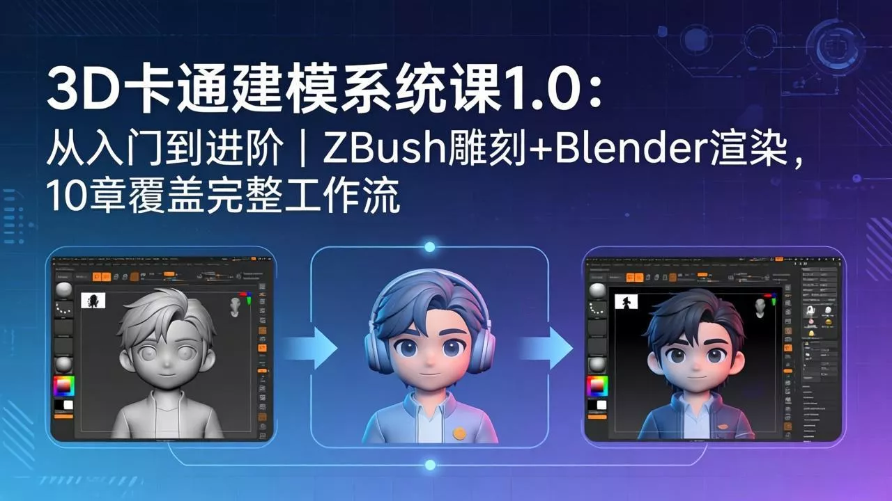 3D卡通建模系统课1.0：从入门到进阶｜ZBrush雕刻+Blender渲染，10章覆盖完整工作流 - 付费阅读