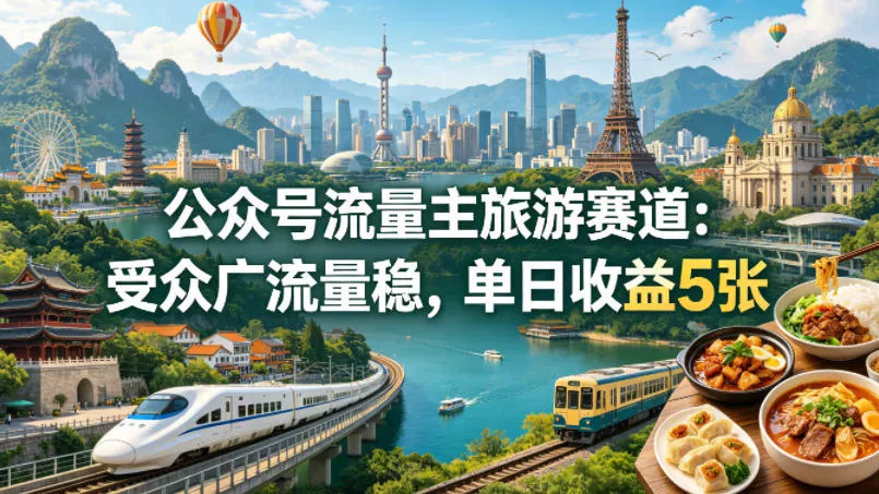 公众号流量主之旅游赛道，受众广+流量稳，平均单日收益5张+ - 付费阅读