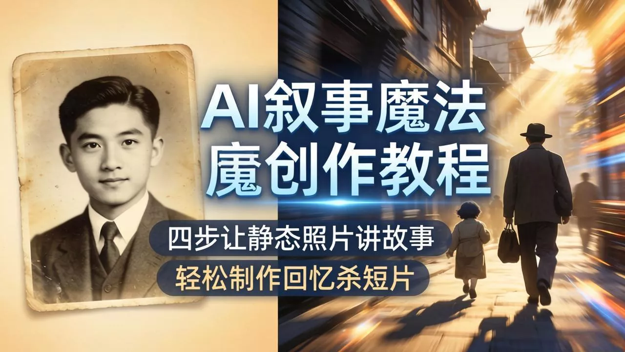 AI叙事魔法创作教程，四步让静态照片讲故事，老照片修复加动态特效，轻松制作回忆杀短片 - 付费阅读