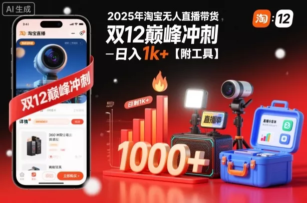 2025年淘宝无人直播带货，冲刺双12，日入1k+【附工具】【揭秘】 - 付费阅读