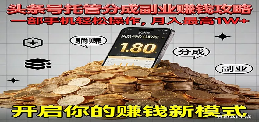 全程托管今日头条，一部手机就可以开干，最高躺赚1W+ - 付费阅读