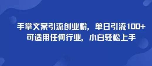 手掌文案引流创业粉，单日引流100+，可适用任何行业，小白轻松上手 - 付费阅读