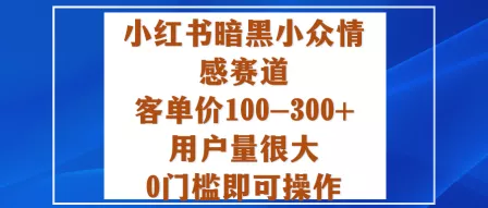小红书暗黑小众情感赛道，客单价100-300+用户量很大，0门槛即可操作 - 付费阅读