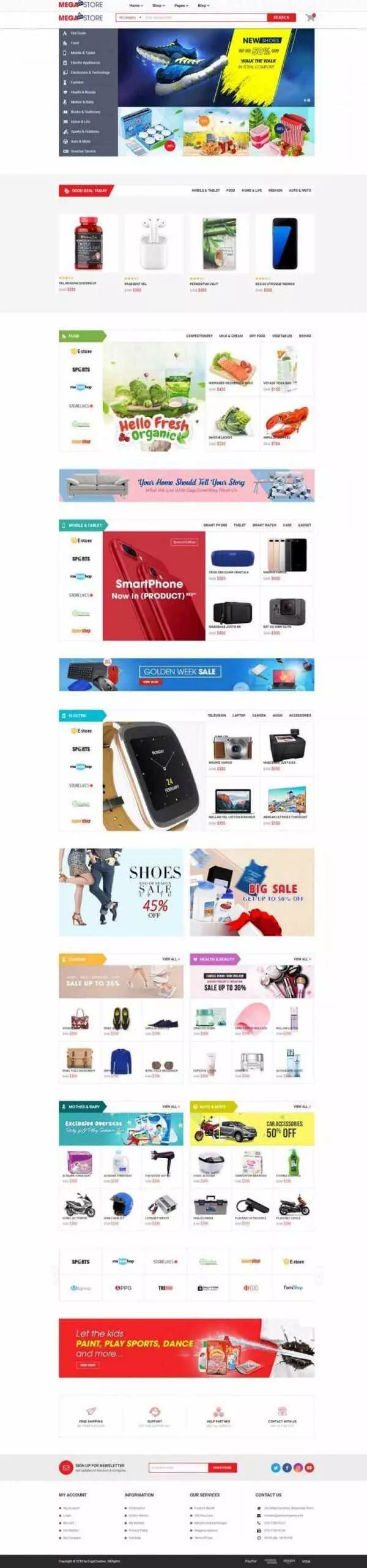 红色响应式超级市场综合商城网站 - 付费阅读