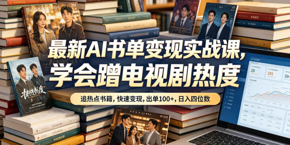 最新AI书单变现实战课，学会蹭电视剧热度，追热点书籍，快速变现，出单100+，日入四位数 - 付费阅读