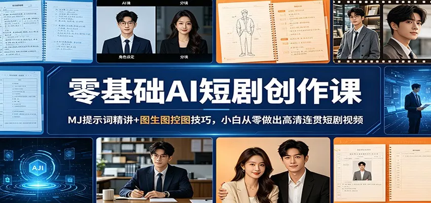 零基础AI短剧创作课：MJ提示词精讲+图生图控图技巧，小白从零做出高清连贯短剧视频 - 付费阅读