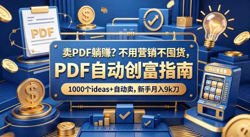 卖PDF躺賺？不用营销不囤货，PDF自动创富指南，1000个ideas+自动卖，新手月入9k刀【原创双语字幕】 - 付费阅读