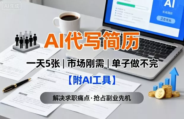 AI代写简历，一天5张，今年找工作难，市场刚需，单子做不完【附AI工具】 - 付费阅读