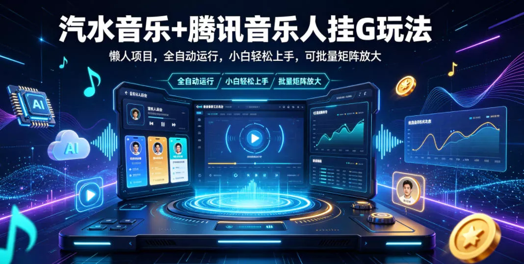 汽水音乐+腾讯音乐人挂G玩法，懒人项目，全自动运行，小白轻松上手，可批量矩阵放大【揭秘】 - 付费阅读