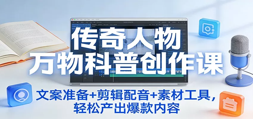 传奇人物万物科普创作课：文案准备+剪辑配音+素材工具，轻松产出爆款内容 - 付费阅读