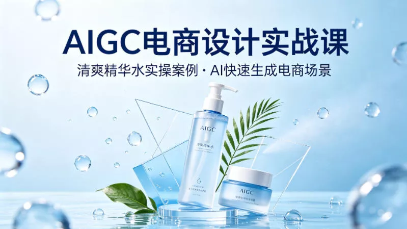 AIGC电商设计实战课，以清爽精华水为实操案例，教你用AI快速生成电商场景 - 付费阅读