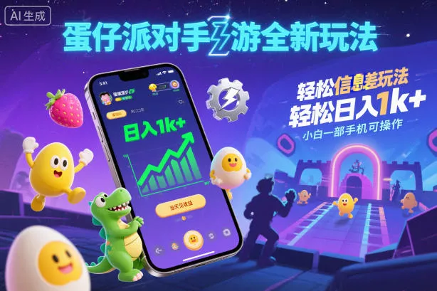 蛋仔派对手游全新玩法，轻松日入1k+，风口信息差玩法，当天见收益，小白一部手机可操作 - 付费阅读