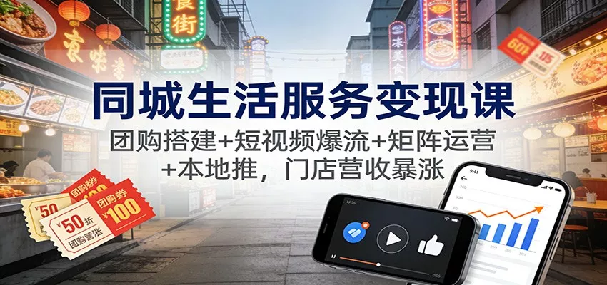 同城生活服务变现课：团购搭建+短视频爆流+矩阵运营+本地推，门店营收暴涨 - 付费阅读