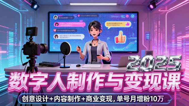 2025数字人制作与变现课，创意设计+内容制作+商业变现，单号月增粉10万+ - 付费阅读