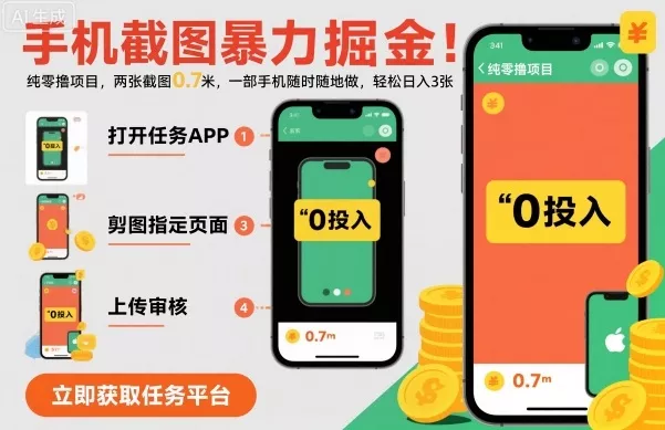 手机截图暴力掘金，两张截图0.7米，一部手机就能做，轻松日入3张【揭秘】 - 付费阅读