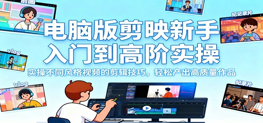 电脑版剪映新手入门到高阶实操，实操不同风格视频的剪辑技巧，轻松产出高质量作品 - 付费阅读