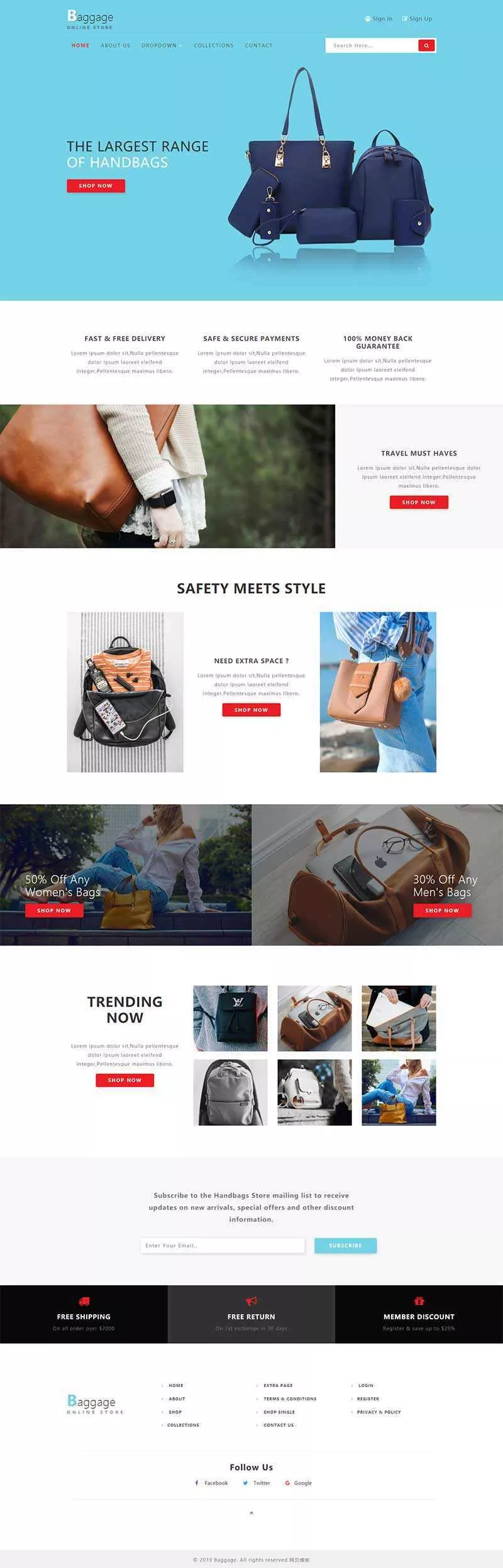 Bootstrap响应式箱包电子商务网站html模板 - 付费阅读