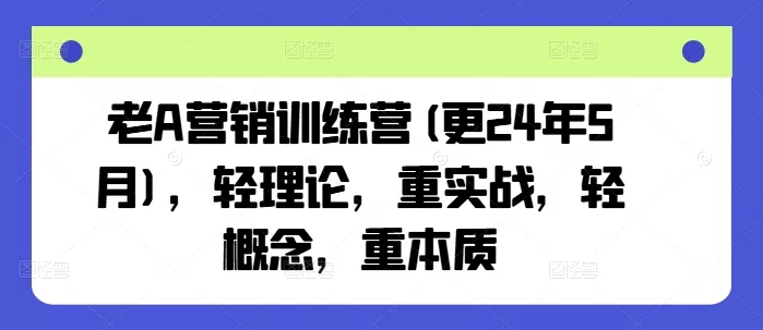 老A营销训练营(更25年10月)，轻理论，重实战，轻概念，重本质 - 付费阅读