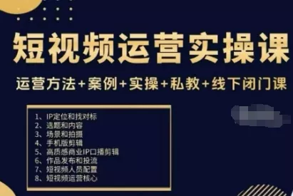 短视频运营实操课，运营方法+案例+实操+私教+线下闭门课 - 付费阅读