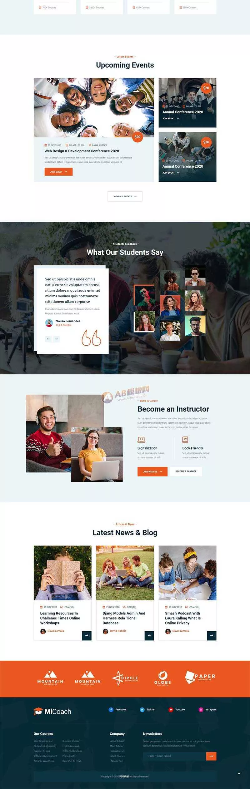 响应式在线课程教育培训行业网站HTML5模板 - 付费阅读