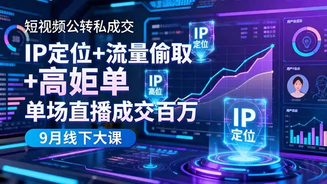 短视频公转私成交9月线下大课，IP定位+流量偷取+高客单，单场直播成交百万 - 付费阅读