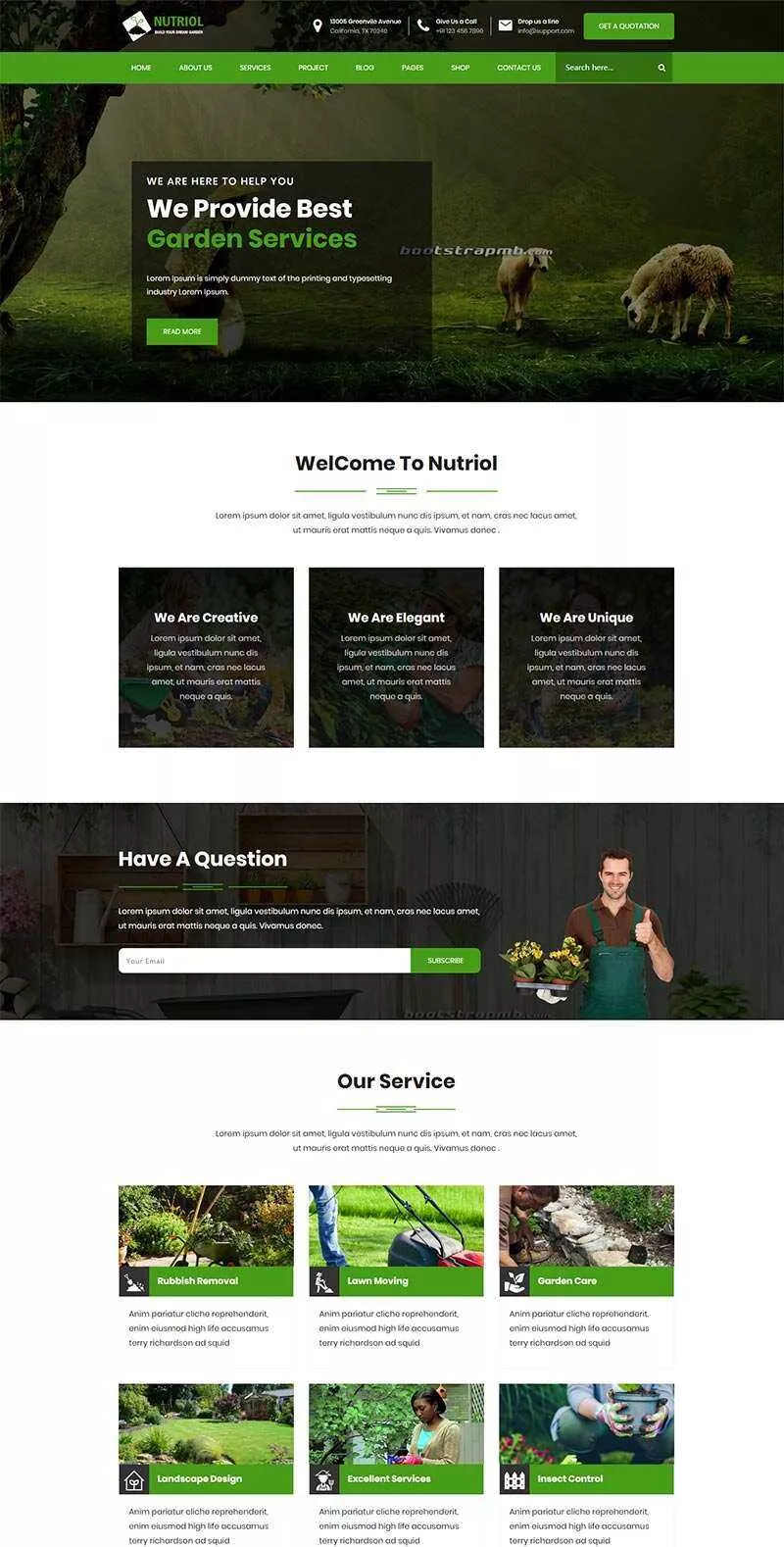 Bootstrap花园设计服务网站html模板 - 付费阅读
