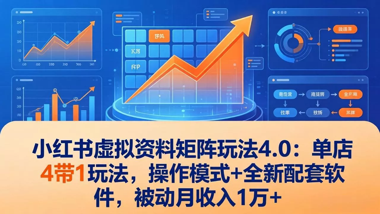 小红书虚拟资料矩阵玩法4.0:单店4带1玩法,操作模式+全新配套软件,被动月收入1万+ 小红书虚拟资料矩阵玩法4.0:单店4带1玩法,操作模式+全新配套软件,被动月收入1万+
