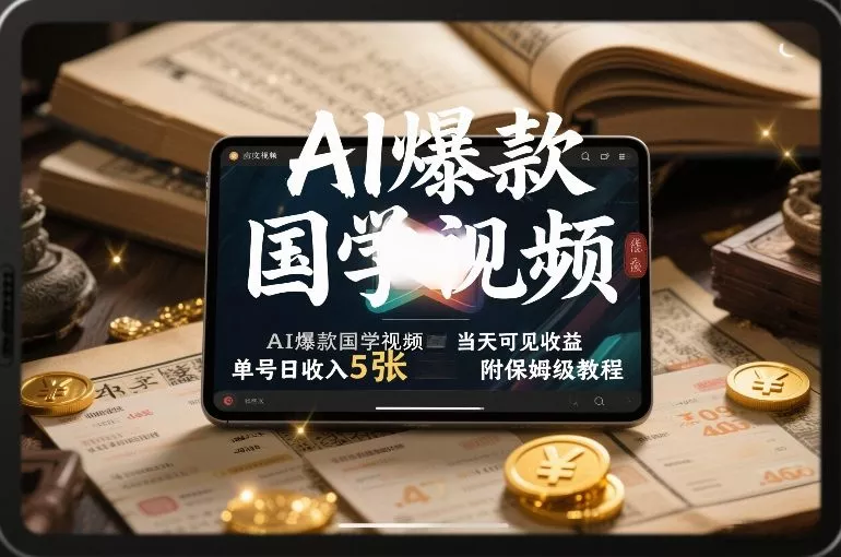 AI爆款国学视频，独家起号方法，小白直接上手，当天可见收益，单号日收入5张+附保姆级教程 - 付费阅读