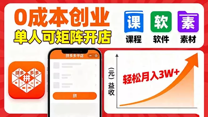 拼多多虚拟电商，0成本，单人可矩阵开店，轻松月入3W+ - 付费阅读