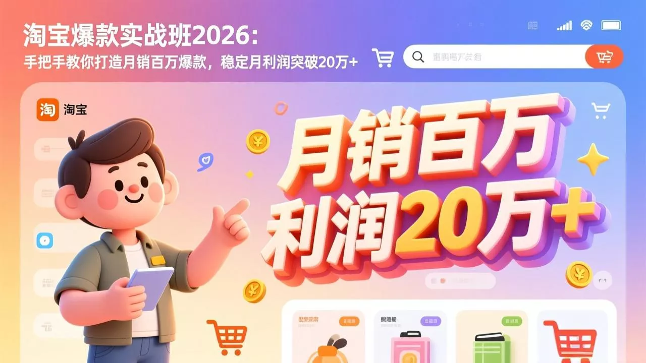 淘宝爆款实战班-2026年3月更新：手把手教你打造月销百万爆款，稳定月利润突破20万+ - 付费阅读