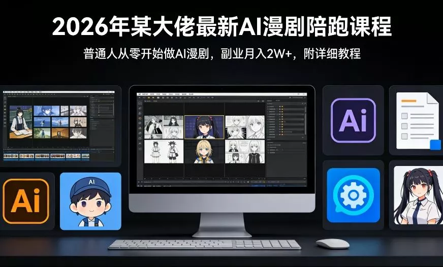 26年某大佬最新Ai漫剧陪跑课程，普通人从零开始做AI漫剧，副业月入2W+ - 付费阅读