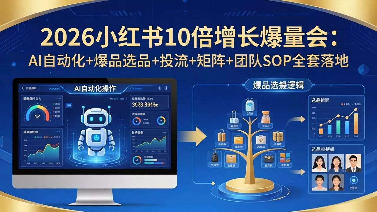 2026小红书10倍增长爆量会：AI自动化+爆品选品+投流+矩阵+团队SOP全套落地 - 付费阅读