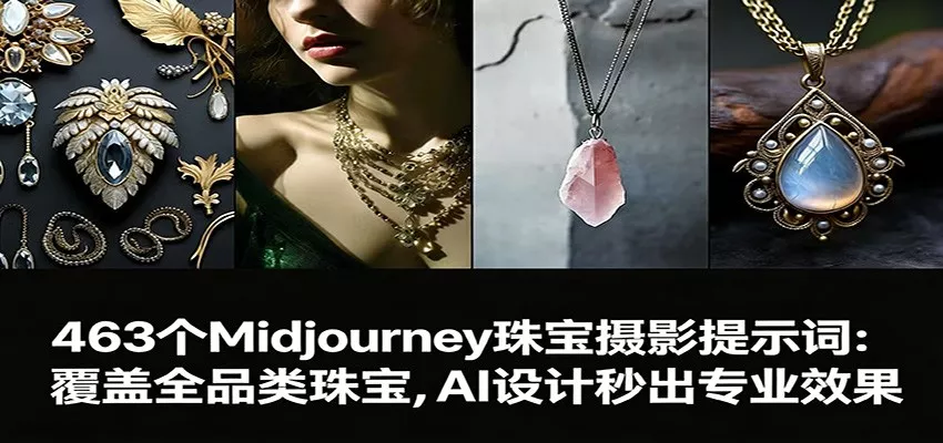 463个Midjourney珠宝摄影提示词：覆盖全品类珠宝，AI设计秒出专业效果 - 付费阅读