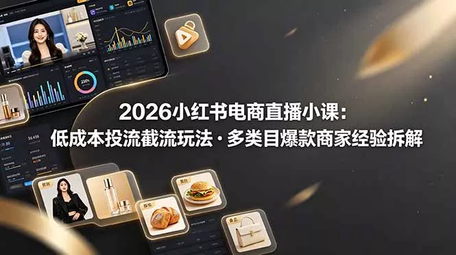2026小红书电商直播小课，低成本投流截流玩法，多类目爆款商家经验完整拆解教学 - 付费阅读