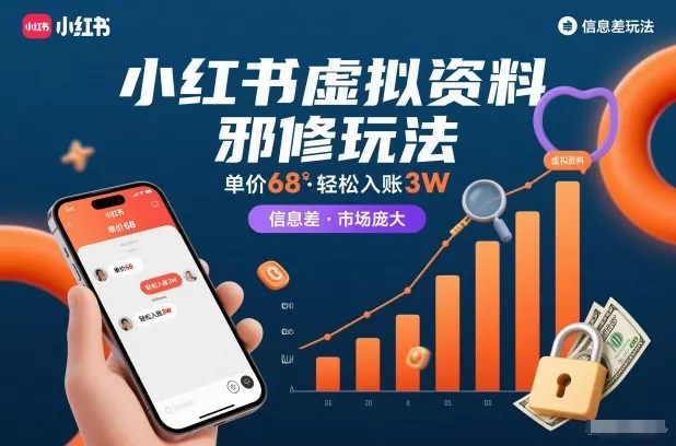 小红书虚拟资料邪修玩法，单价68，轻松入账3W，信息差玩法，市场庞大 - 付费阅读