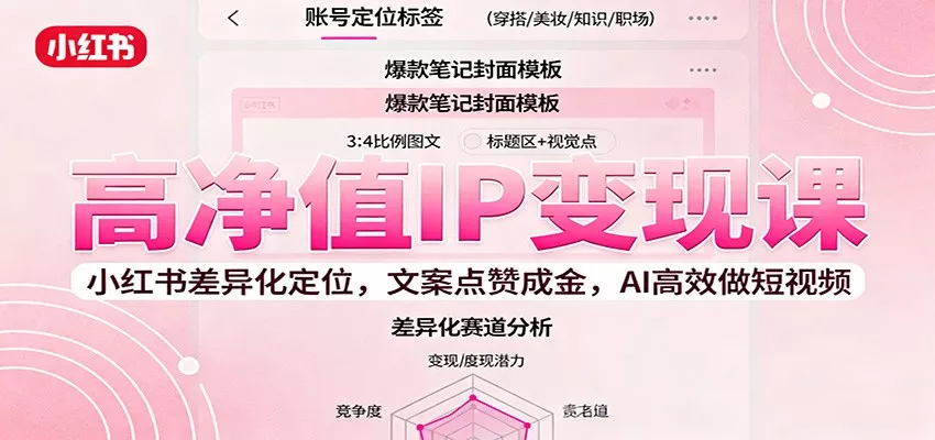 高净值IP变现课：小红书差异化定位，文案点赞成金， AI高效做短视频 - 付费阅读