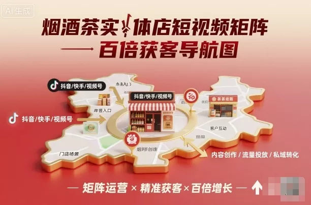 烟酒茶实体店短视频矩阵百倍获客导航图 - 付费阅读