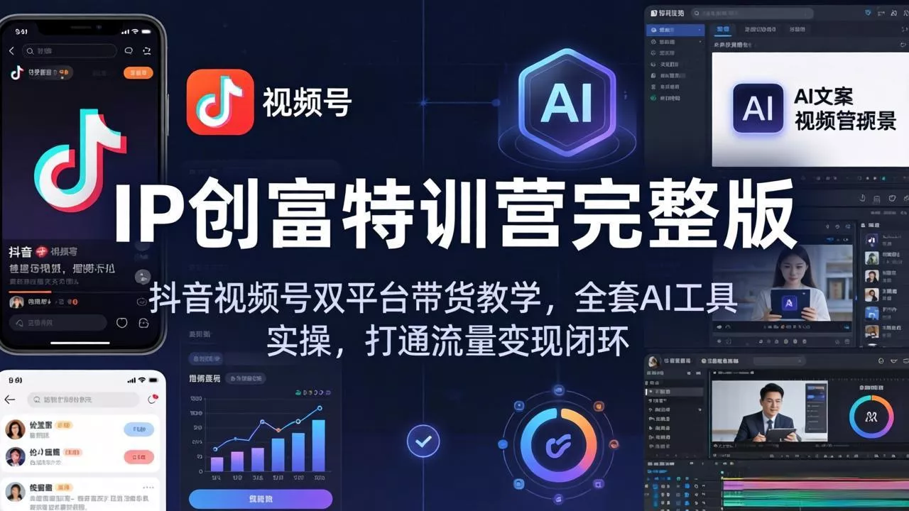 IP创富特训营完整版：抖音视频号双平台带货教学，全套AI工具实操，打通流量变现闭环 - 付费阅读