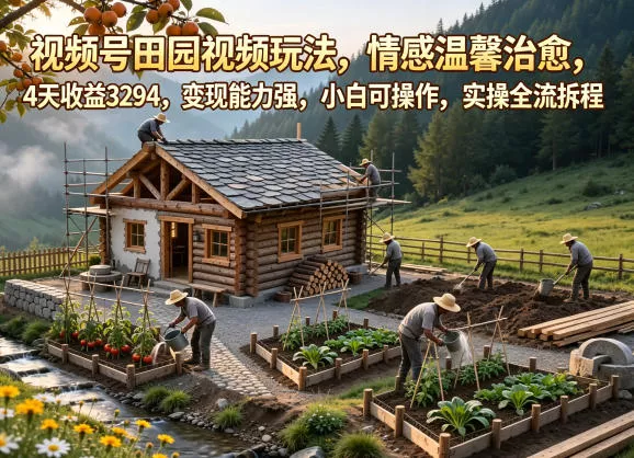 视频号田园视频玩法，情感温馨治愈，4天收益3294，变现能力强，小白可操作，实操全流程拆解 - 付费阅读