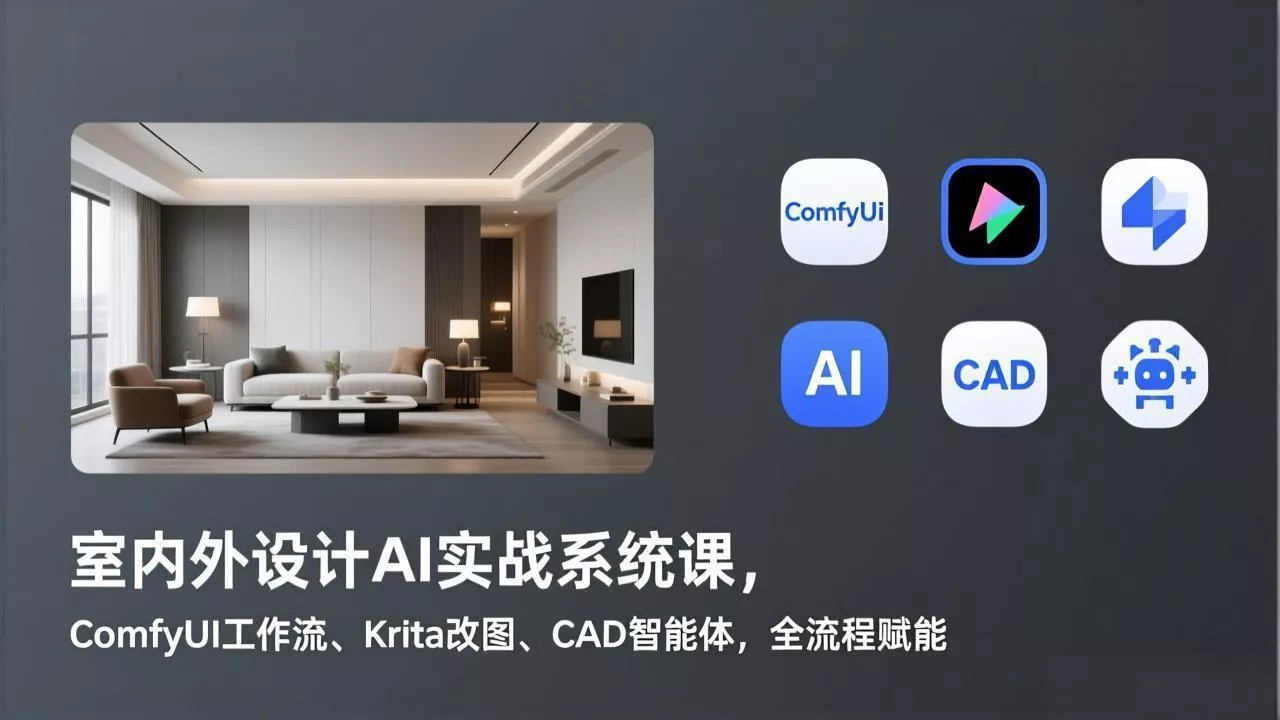 室内外设计AI实战系统课，ComfyUI工作流、Krita改图、CAD智能体，全流程赋能 - 付费阅读