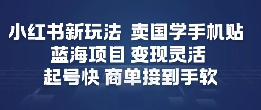 小红书新玩法，卖国学手机贴，蓝海项目，变现灵活，起号快，商单接到手软 - 付费阅读
