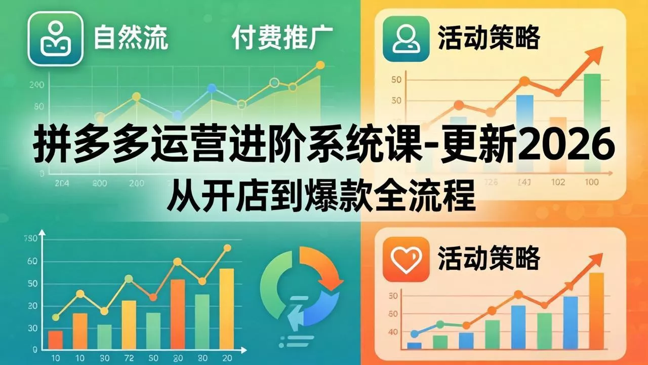 拼多多运营进阶系统课-更新2026：从开店到爆款全流程，自然流+付费推广+活动策略 - 付费阅读