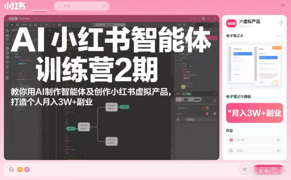 AI小红书智能体训练营2期，教你用AI制作智能体及创作小红书虚拟产品，打造个人月入3W+副业(完结) - 付费阅读