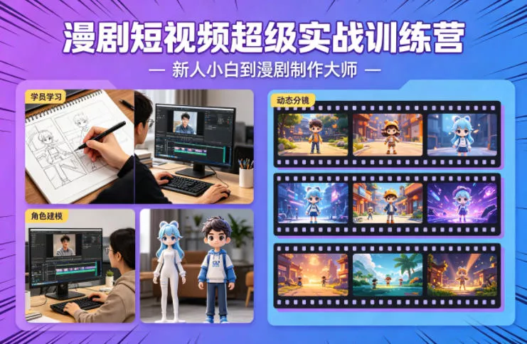 漫剧短视频超级实战训练营，新人小白到漫剧制作大师 - 付费阅读