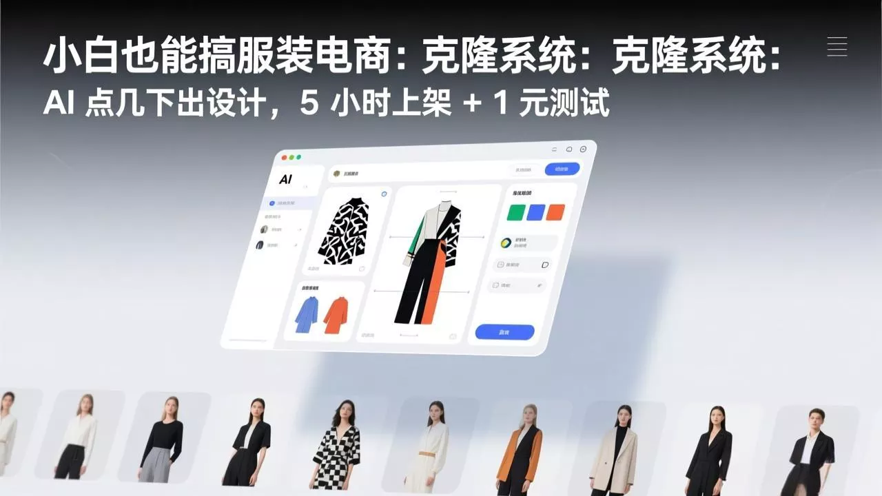 小白也能搞服装电商：克隆系统：AI 点几下出设计，5 小时上架 + 1 元测试 - 付费阅读