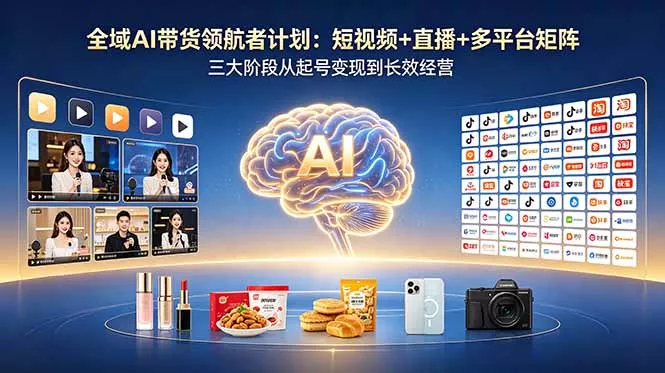 全域AI带货领航者计划：短视频+直播+多平台矩阵，三大阶段从起号变现到长效经营 - 付费阅读