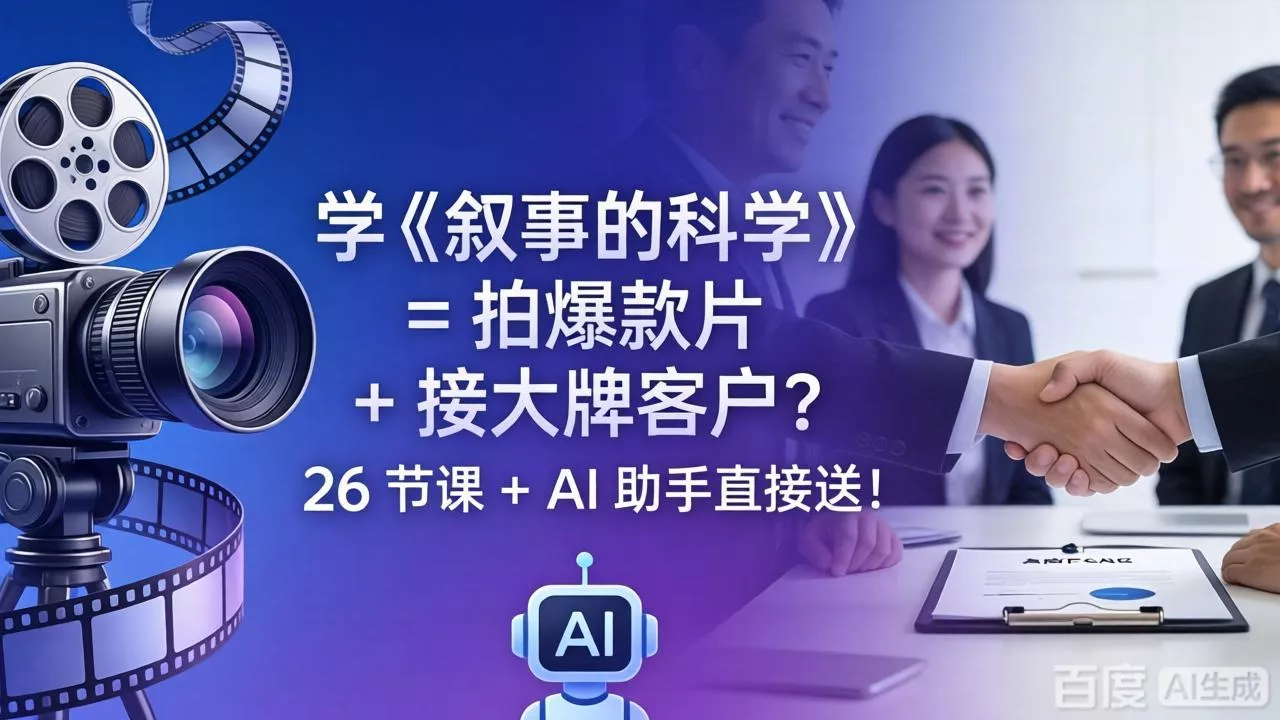 学《叙事的科学》= 拍爆款片 + 接大牌客户？26 节课 + AI 助手直接送！ - 付费阅读